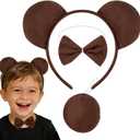 4 x Kirei Sui Funny Bear Costume Set with Ears Headband Bow Tie Tail Halloween Dress Up for Kids & Adults