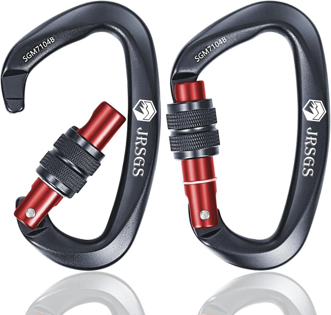 25KN Locking Climbing Carabiner Clips, UlAA Certified Rockclimbing Carabiner,Heavy Duty Carabiners Equipment,Large SizeCarabiner for Climbing, Rappelling,Hunting and Rescue