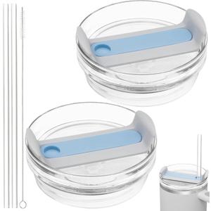40oz Tumbler Lid Compatible for Stanley, 2 Pack Replacement Tumbler Lids Fit for Stanley Quencher 2.0 Tumbler 40 OZ, with Straws and Cleaning Brush (Fog Blue) 40oz Tumbler Lid Compatible for Stanley, 2 Pack Replacement Tumbler Lids Fit for Stanley Quencher 2.0 Tumbler 40 OZ, with Straws and Cleaning Brush (Fog Blue)