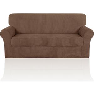 Sofa Cover Stretching Skid,1 Cushion Cover, Brown