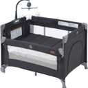 5 in 1 Baby Bedside Sleeper,Baby Pack and Play with Bassinet & Mattress,Portable Bedside Crib with Storage,Baby Playard with Bassinet from Newborn to Toddlers(Dark Grey)