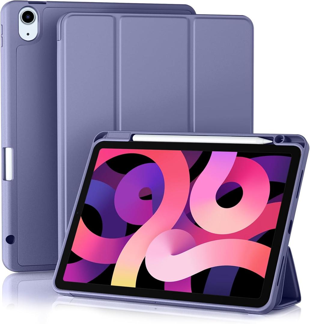 Akkerds Compatible with iPad Air 11 Inch Case 7th/6th Generation (M3/M2) 2025/2024, for iPad Air 5th/4th Generation Case 10.9 Inch 2022/2020 with Pencil Holder[Auto Sleep/Wake], Lightpurple