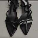 Coutgo Womens Dress Sandals Strappy Low Kitten Heels Pointed Open Toe Summer Beach Shoes (8.5, Black)