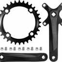 Mountain Bike Single Speed Square Taper Crankset 170mm Cranksets Bicycle Crank Set with 104BCD 32T Round/Oval Chainring, Replacement for Shimano Replacement for SRAM Replacement for FSA