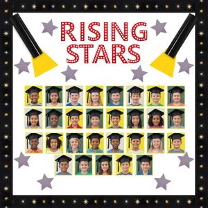 Tenceur 55 Pcs Movie Star Bulletin Board Set End of The Year Rising Stars Picture Frame Bulletin Board Grad Paper Cutouts for Class of 2026 School Classroom Blackboard Chalkboard Wall Decoration