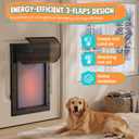 3-Flap Plastic Dog Door, Large Doggy Door for Interior and Exterior Doors, Never Rust Doggie Door with Insulation Layer, 2 Magnetic Flaps, Closing Panel, for Pet Up to 100lb