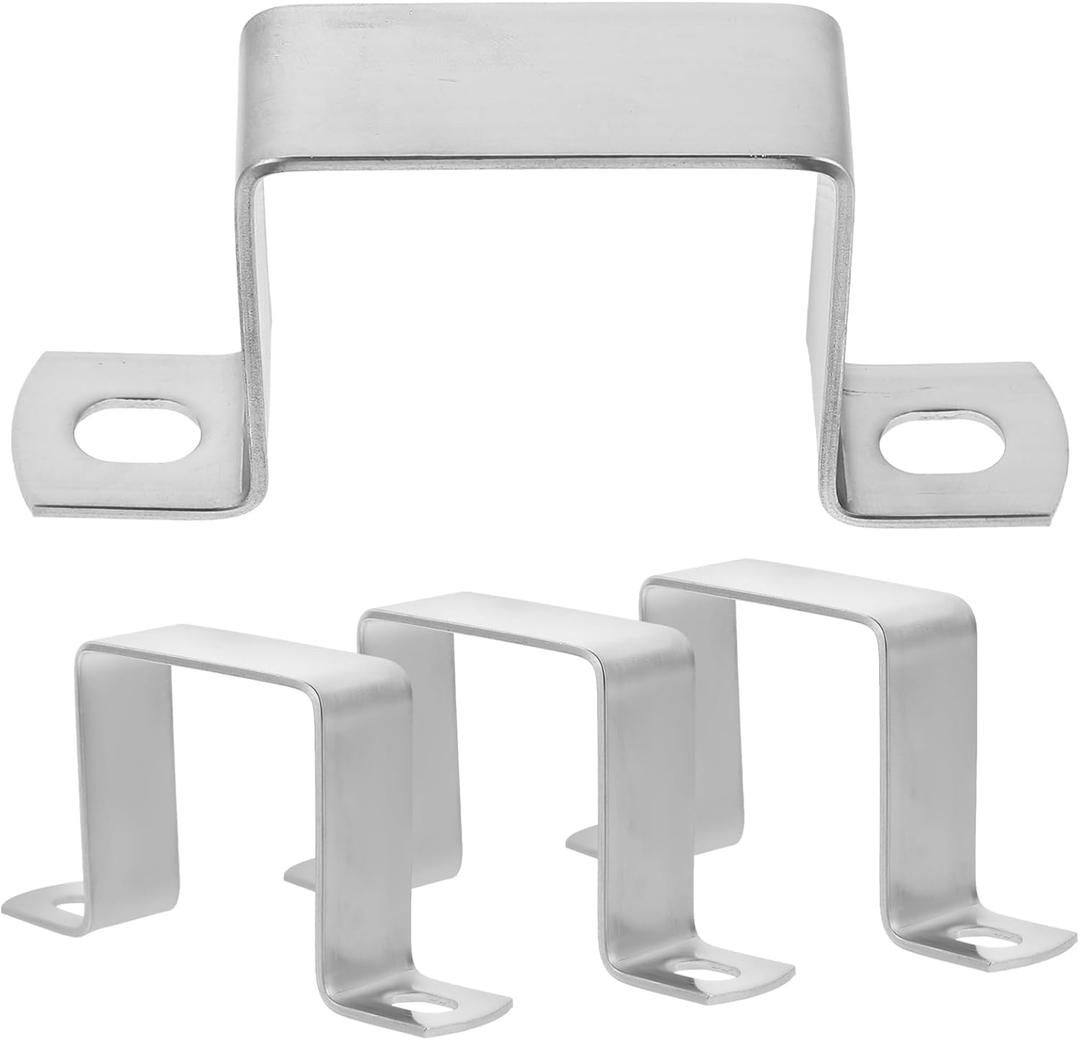 Totority 4Pcs Square Tube Clamps 2X2 Inch Stainless Steel U-Shaped Brackets for Secure Mounting on Square Tubing Heavy-Duty Pipe Clamp Supports for Home and Garden Use
