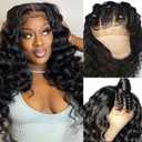 Wigs Human Hair Loose Wave Lace Front Wigs Human Hair Pre Plucked Pre Cut Glueless Loose Deep Wave Wig HD Transparent 4x4 Lace Closure Wig for Women 20 Inch Natural Black