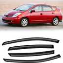 Window Visor for Toyota Prius 2004-2009, Out-Channel Rain Guards Shields Vent Deflector Shade Wind Dark Smoke 2005 2006 2007 2008, Tape-On Outside-Mount, 4PCS