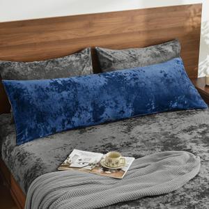 BEDELITE Velvet Body Pillow Cover with Zipper, Soft and Plush 20x54 Long Pillow Case, Velvety Smooth and Cozy Body Pillow Pillowcase for Bedroom and Couch, for All Seasons(Navy Blue)