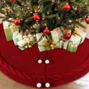 OurWarm Knitted Christmas Tree Skirt, 48 Inch Large Red Tree Skirt for Christmas Decorations Holiday Luxury Thick Tree Xmas Ornaments