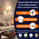 Battery Operated Wall Sconce Set Of Two with Remote Control, Indoor Not Hardwired Dimmable Battery Operated Wall Sconce Light Fixture with Fabric Linen Shade For Bedroom Living Room, Bulb Included 