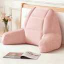 Back Pillow for Bed Sitting Up, Reading Pillows for Beds, Bed Pillow for Sitting up, Backrest Pillows with Arms for Adult, Filled with Shredded Memory Foam for Beds, Couch, Floor, Pink, X-large