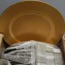 Tanlade 100 Pcs Charger Plates Bulk with Napkin Rings Set Include 50 Plastic Beaded Plate Chargers 50 Napkin Rings 13'' Round Dinner Plate Chargers Set for Table Setting Wedding Party(Gold)