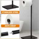 Free Standing Bathroom Toilet Paper Holder Stand with Reserve, Stainless Steel Pedestal Tissue Roll Holder, Black DECLUTTR