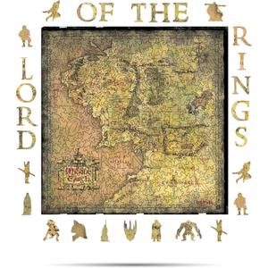 Crafthub Lord of The Rings Wooden Puzzles for Adults  A2 Size with 531 Pieces Wood Puzzles  Middle Earth Map  Jigsaw Puzzles with Unique Shapes  15.2" x 15.4"
