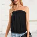 CHICGAL Women's Tube Tops Summer Casual Bandeau Tank Casual Strapless Blouse Off The Shoulder Tunic Shirts 2026 (Black, M)