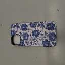 Cute Retro Blue Flowers Floral Phone Case for iPhone 13 / iPhone 14 Case 6.1", Coquette Trendy Pattern Print Design Phone Cover Hard PC Shockproof Soft TPU 2-in-1 Matte Funda for Girls Women