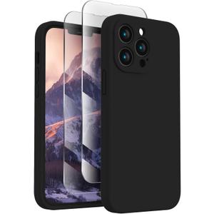 FireNova Designed for iPhone 13 Pro Max Case, Silicone [Camera Protection] Phone Case, Soft Anti-Scratch Microfiber Lining Inside, 6.7 inch, Black
