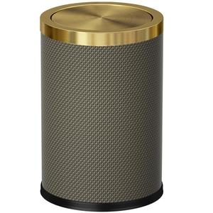 9L/2.3GAL Bathroom Trash Cans Gold,Brush Brass Trash Can with Lid,Gold Trash Can for Bathroom,Bedroom, Powder Room,Office,Laundry Room (9L-Gery)
