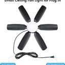Fanspex 20.5'' Plug in Ceiling Fan with Light for Gazebo Patio Canopy Tent Porch RV, 5 Fan Speeds with Adjust Lighting & Remote Control (Black)