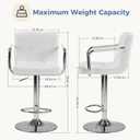 DUMOS Bar Stools Set of 4, Adjustable Swivel Bar Chairs with Padded Armrests and Ergonomic Backrest for Kitchen Island Counter Pub Dining Room, Water-Resistant PU Leather, White