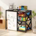 METYERRY Kitchen Bakers Rack with Power Outlet,Mini Fridge Cabinet with Mesh Basket, Mini Fridge and Microwave Table with Storage for Office,Kitchen,Living Room,Coffee Bar,Patio, Black, 21.2"D x 41.7"W x 34.8"H