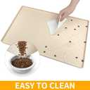 Ptlom Silicone Pet Placemat for Dog and Cat, Waterproof Non-Slip Pet Feeding Bowl Mats for Food and Water, Small Medium Large Tray Mat Prevent Residues from Spilling to Floor, Beige, 18" x 12"