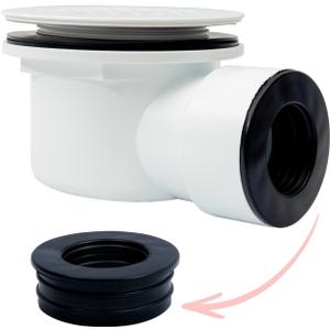 Low Profile Shower Drain Assembly Replacement, 2" PVC Side Outlet with Perforated Strainer Replacement for 1.5" or 2" Shower Base Drain