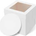 Kootek Cake Box with Board Drum, 10x10x10 Inches Tall Bakery Box with Window, Disposable Cake Container with Lid for Cake, Treat Cookie Dessert, Pastry, Birthday Party, Weddings