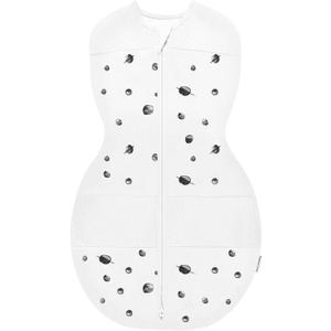 Happiest Baby Sleepea 5-Second Swaddle - 100% Organic Cotton Baby Swaddle Blanket - Doctor Designed Promotes Healthy Hip Development (Ivory Planets, Small)