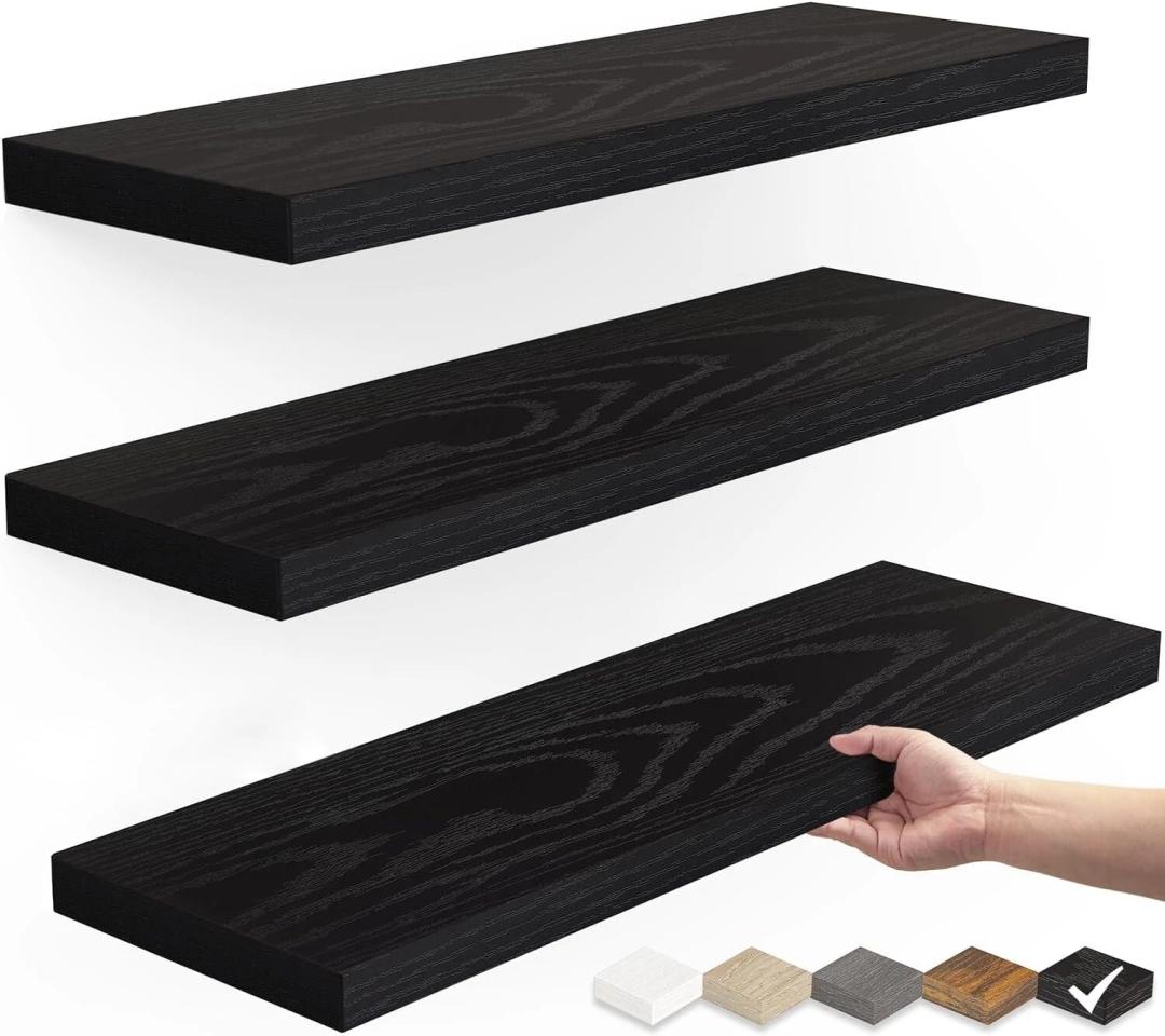 BAYKA Floating Shelves for Wall, Wall Mounted Rustic Wood Shelves for Bathroom