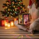 Honoson 2 Pcs Christmas Lanterns Decorative with LED String Lights Metal Hanging Xmas Vintage Lantern with Red Ribbon Berry for Indoor Outdoor Xmas Home Porch Party Decor(Deer)