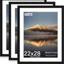 22X28 Poster Frame, Display Pictures 18X24 with Mat or 22X28 Without, Wall Hanging Frames, Black, 3 Pack