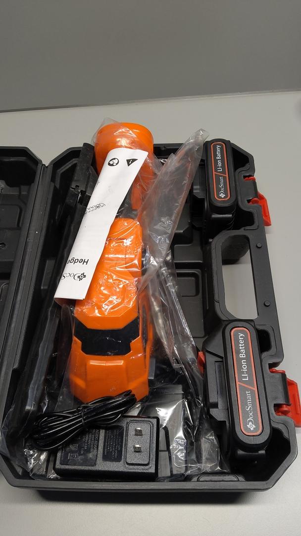 Hedge Trimmer Cordless with Battery, 2-in-1 Electric 21V Handheld Grass Shear Cutter with 2 Pack Rechargeable Battery, Mini Bush Trimmer Kit for Garden Yard Lawn Pruning, Orange