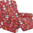 Christmas Recliner Chair Covers, Snowman Print Removable 4 Pieces Stretch Recliner Covers with Pockets Soft Comfortable Recliners Slipcovers for Kids, Pet, Living Room