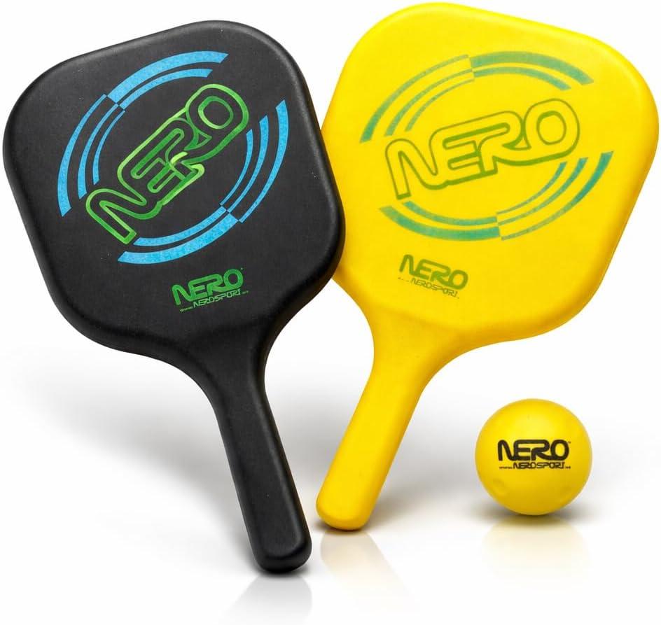 Nero Sport Silent Ninja Pickleball Set for Kids and Beginners, Quiet Foam Paddles and Ball for Indoor and Outdoor Play, Low-Noise Family Paddle Game, 2 Paddles + 1 Ball, Standard