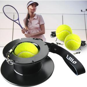 VAIIO Professional Tennis Trainer - Full Metal Portable Solo Rebounder with 3 High-Elastic String Balls, Ideal for Adults, Kids, Beginners & Advanced Players (Black)