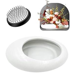 Flower Frog Vase Kit, Ceramic Ikebana Kit,with Flower Frog Pin Frog Flower Stems Holder, for Flower Arrangement, Floral Arrangement, Living Room, and Restaurant Center Decoration. (Green Large Size)