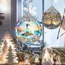 Stained Glass Suncatcher, Jocidea Lighthouse Ornament, Christmas Ornaments, Holidays Ornaments, Christmas Tree Decor, Lighthouse Decor for Home, Lighthouse Gifts