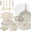 UCClife 30-Piece Nonstick Cookware Set - PFOA/PTFE Free Non-Toxic Pots & Pans, Detachable Handles, Oven & Dishwasher Safe, Scratch Resistant (30 PCS-White)
