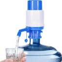 5 Gallon Water Pump, Manual Water Pump, for 5 Gallon Water Bottles, Made Plastic, Cleaning Brush Included(Blue)