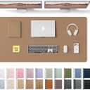 YSAGi Leather Desk Protector, Office Mat, Large Mouse Mat, Non-Slip PU Leather Blotter, Laptop Desk Pad, Waterproof Writing Pad for Office and Home (Khaki, 47.2" x 23.6")