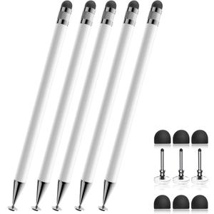 Bopomofo Stylus (5 Pcs), 2-in-1 Stylus Pen for Touchscreen, High Precision and Sensitivity, Suitable for iPhone/ipad/Android Tablets, Compatible with Touch Screens, White