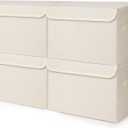 Large 22 Quart [4-Pack] Linen Fabric Foldable Storage Bin Cube Organizer Basket with Flip-Top Lid & Handles, Clothes Blanket Box for Home, Office, Closet (14.6 x 9.5 x 9.5, Beige) (Medium - 4 Pack, Beige)