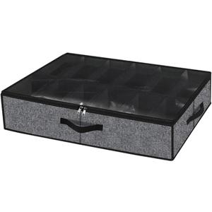 Under Bed Shoe Storage, Shoe Storage Organizer for Closet, 30" x 24" Large Capacity 6 Inch High Underbed Storage Shoe Box Space Saving Dust-Proof Clear Cover for Home Bedroom Grey (Gray)