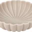 L'ARL GMVOI Large Decorative Bowl - Modern Handicraft Bowls for Home Decor - Fruit Bowl for Kitchen Counter - Key Bowl for Entryway Table - Ruffle Centerpiece Bowl Decor,Artificial Stone Beige