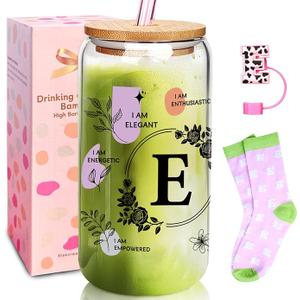 ANOTION Cute Cups - Ini-Tial Monogrammed Personalized Gift for Women, White Elephant Gag Christmas Birthday Inspirational Coffee Cup