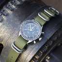 Watch Bands - Thick Premium Military Ballistic Nylon Style Strap With Heavy Silver Stainless Steel Buckle - Choice of Width - 18mm, 20mm, 22mm or 24mm (Army Green)