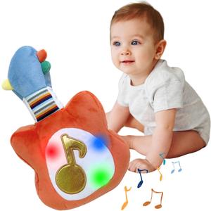 Lumio Interactive Musical Plush Toy with Lights and Sounds - Sensory Toy for 3 6 9 12-18 Months and up, Perfect for Tummy Time Rhythm Learning (Guitar)
